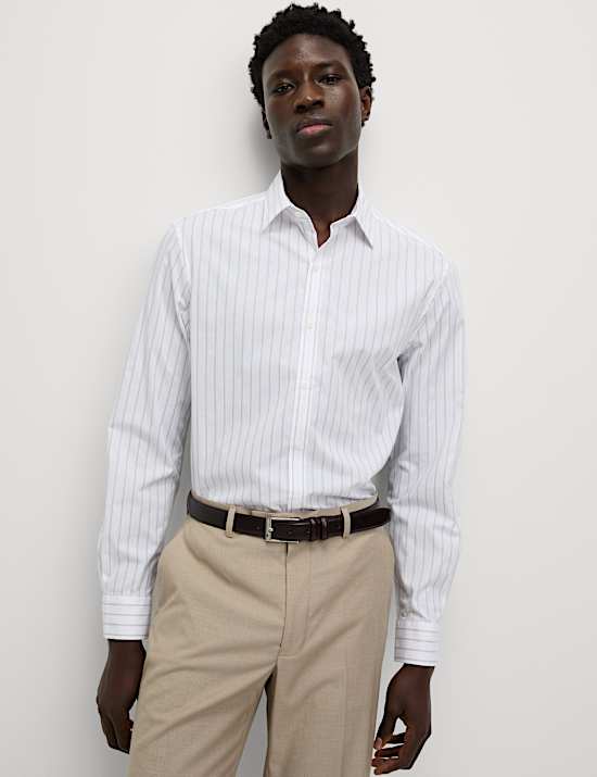 Easy Iron Pure Cotton Striped Shirt