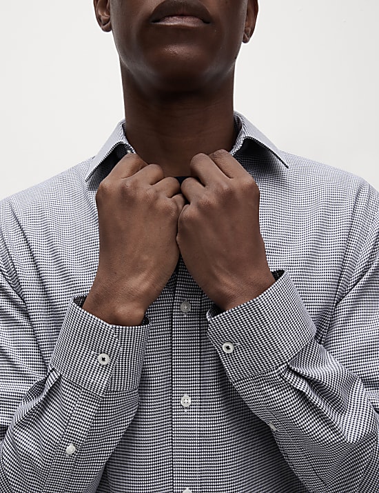 Slim Fit Non Iron Pure Cotton Houndstooth Shirt
