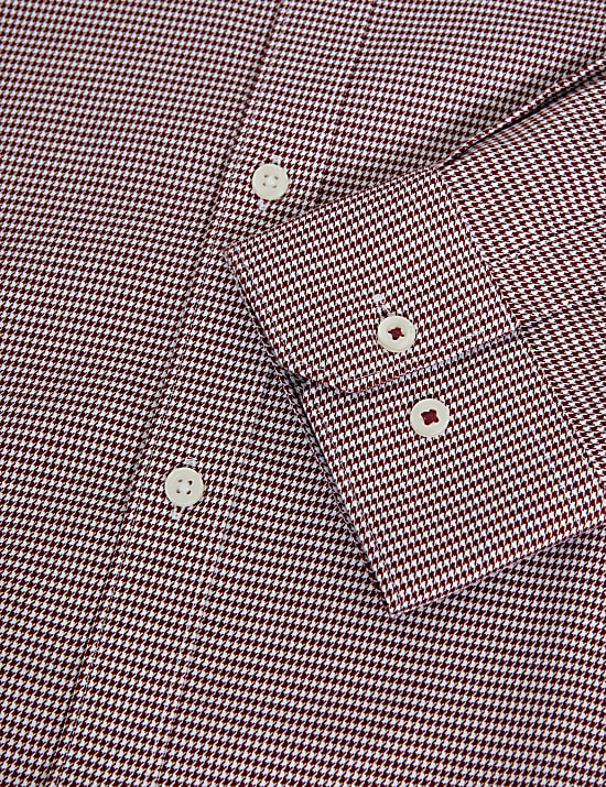 Slim Fit Non Iron Pure Cotton Houndstooth Shirt