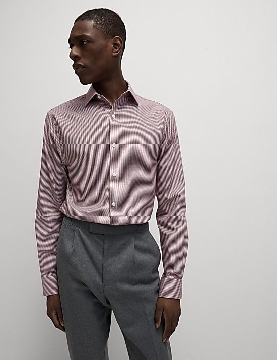 Slim Fit Non Iron Pure Cotton Houndstooth Shirt