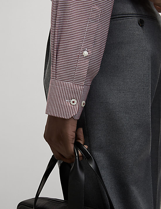 Slim Fit Non Iron Pure Cotton Houndstooth Shirt