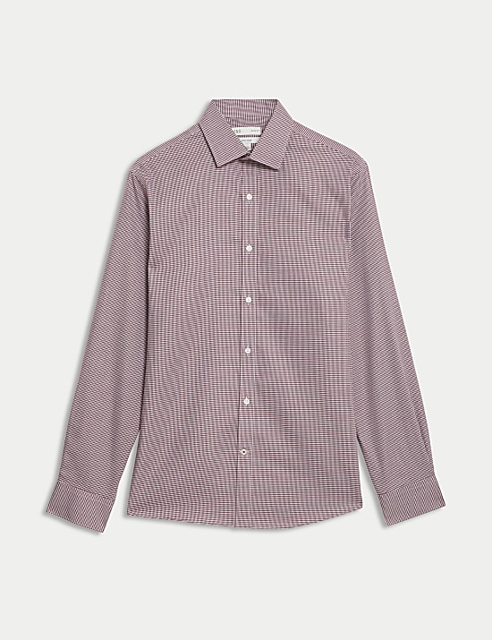 Slim Fit Non Iron Pure Cotton Houndstooth Shirt