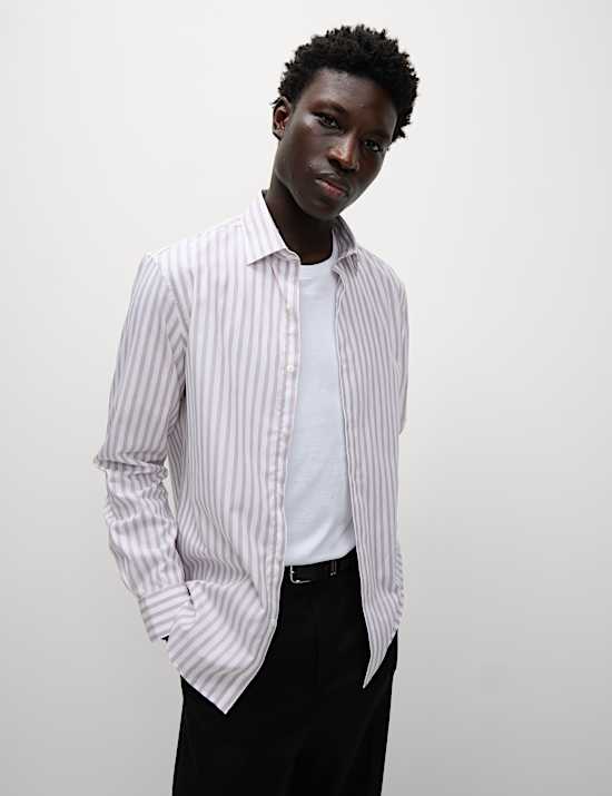 Regular Fit Pure Cotton Striped Shirt