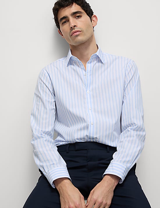 Regular Fit Pure Cotton Striped Shirt