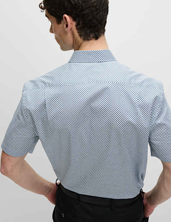 Regular Fit Pure Cotton Printed Short Sleeve Shirt