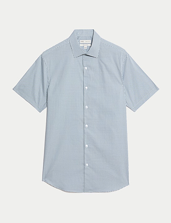 Regular Fit Pure Cotton Printed Short Sleeve Shirt