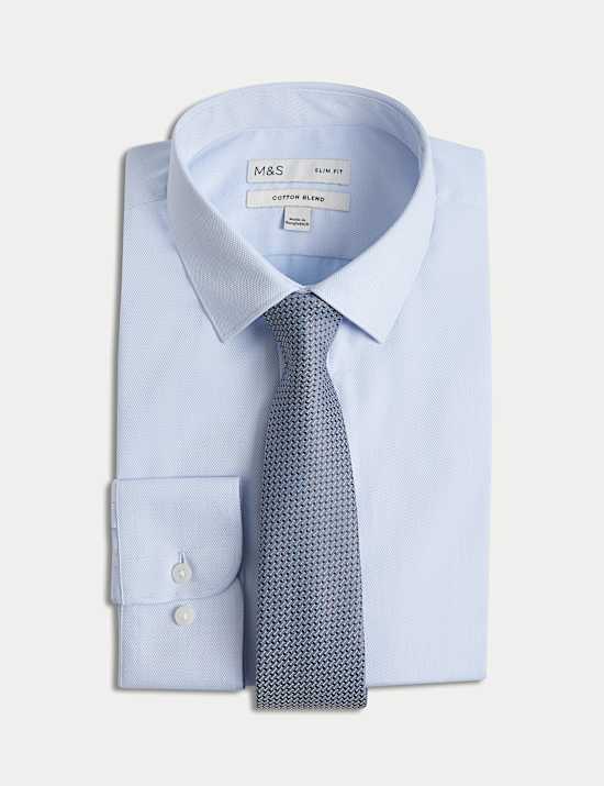 Slim Fit Easy Iron Shirt and Tie