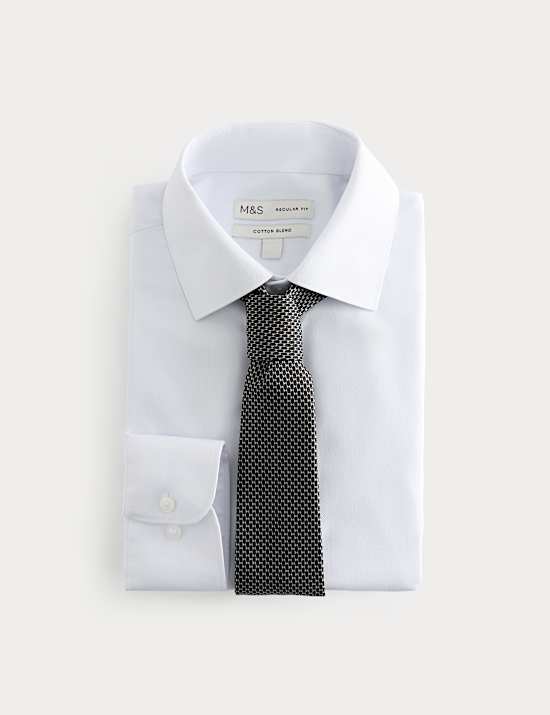 Regular Fit Cotton Blend Shirt & Tie Set