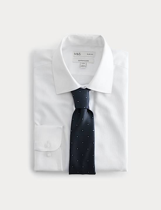 2 Piece Slim Fit Easy Iron Shirt & Tie Set