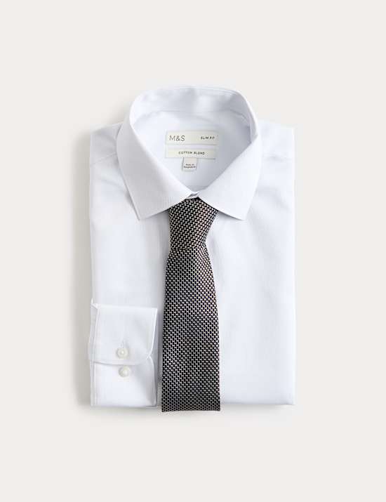 2 Piece Slim Fit Easy Iron Shirt & Tie Set