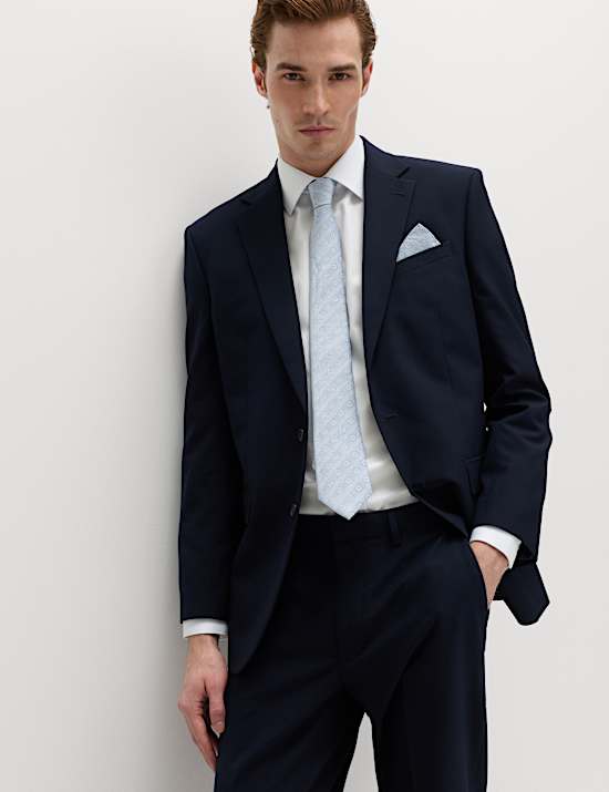 4 Piece Regular Fit Easy Iron Shirt & Tie Set