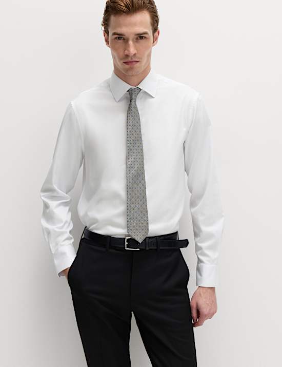 4 Piece Regular Fit Easy Iron Shirt & Tie Set