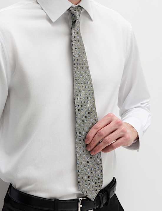 4 Piece Regular Fit Easy Iron Shirt & Tie Set