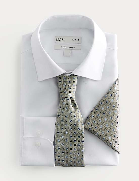 Slim Fit Easy Iron Shirt & Tie Set