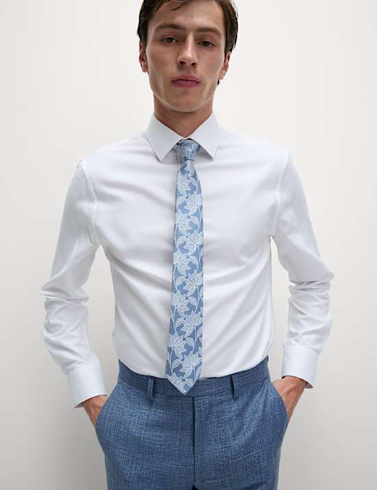 4pc Slim Fit Easy Iron Shirt and Tie Set