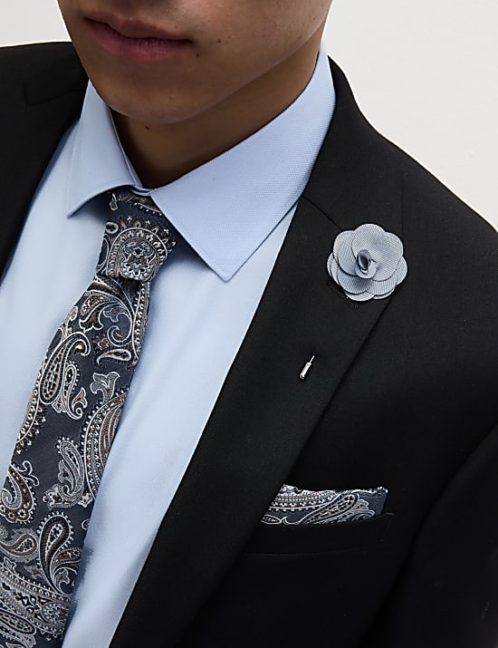 4pc Slim Fit Easy Iron Shirt and Tie Set