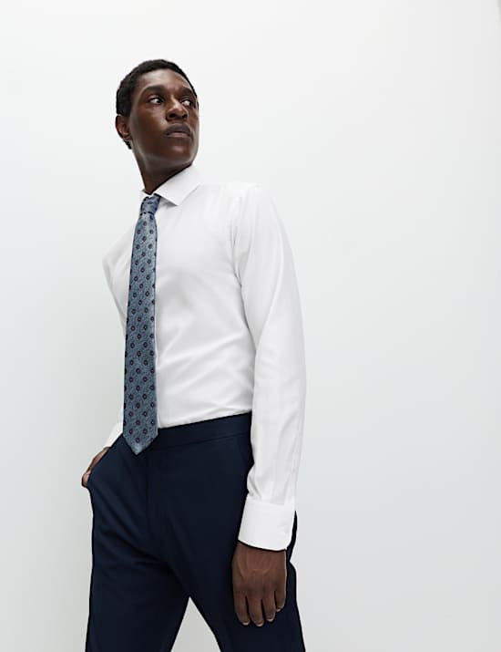 4pc Slim Fit Easy Iron Shirt and Tie Set