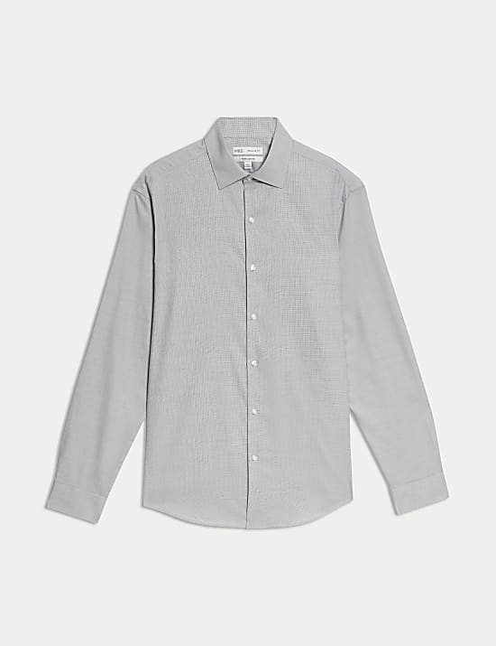 Regular Fit Easy Iron Pure Cotton Textured Shirt