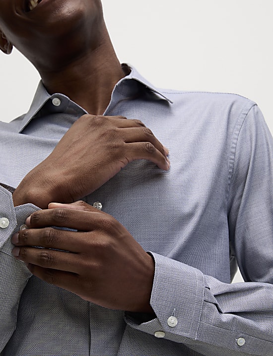 Makkelijk strijkbaar, puur katoenen overhemd met normale pasvorm en structuur