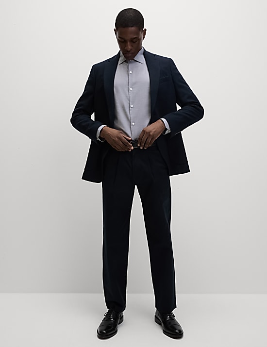 Makkelijk strijkbaar, puur katoenen overhemd met normale pasvorm en structuur