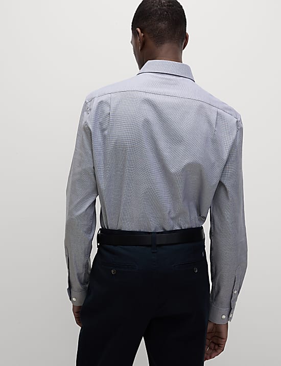 Makkelijk strijkbaar, puur katoenen overhemd met normale pasvorm en structuur