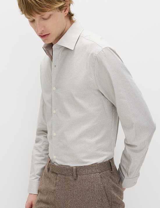 Regular Fit Pure Cotton Textured Shirt