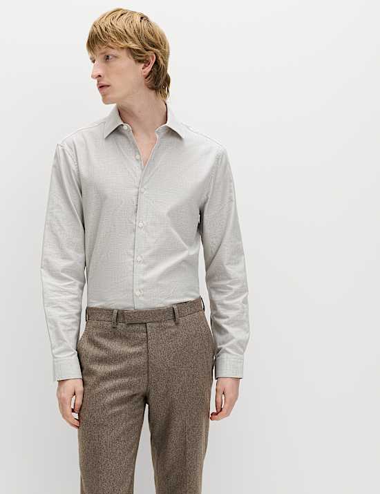 Regular Fit Pure Cotton Textured Shirt