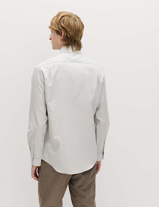 Regular Fit Pure Cotton Textured Shirt