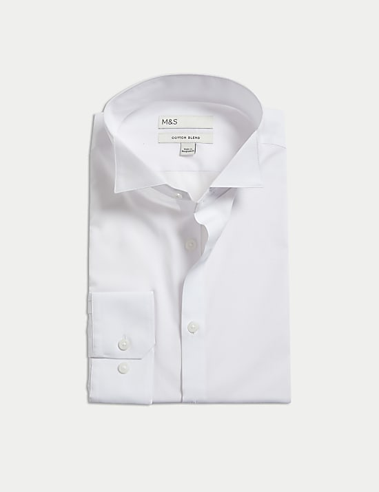 Regular Fit Cotton Blend Dress Shirt