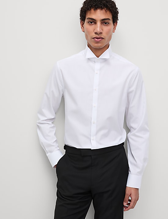 Slim Fit Cotton Blend Dress Shirt