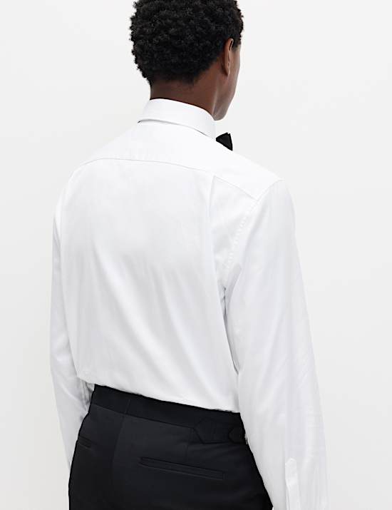 Robe chemise coupe standard en coton de qualité supérieure à poignets mousquetaires