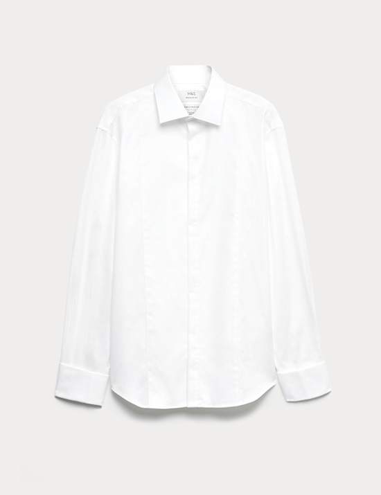 Chemise de luxe coupe standard 5 cm plus courte 100 % coton texturé
