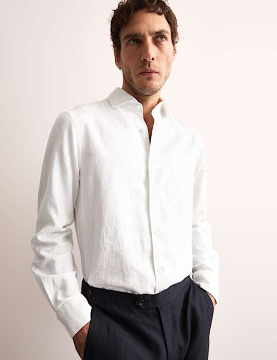 Λινό πουκάμισο υψηλής ποιότητας με κανονική εφαρμογή και υψηλή περιεκτικότητα σε λινό