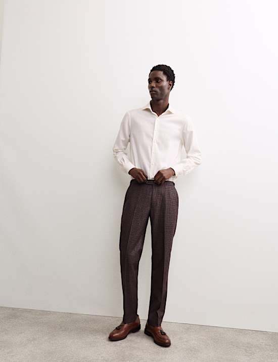 Overhemd van luxe zuiverkatoen met structuur en normale pasvorm