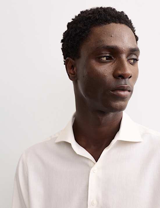 Overhemd van luxe zuiverkatoen met structuur en normale pasvorm