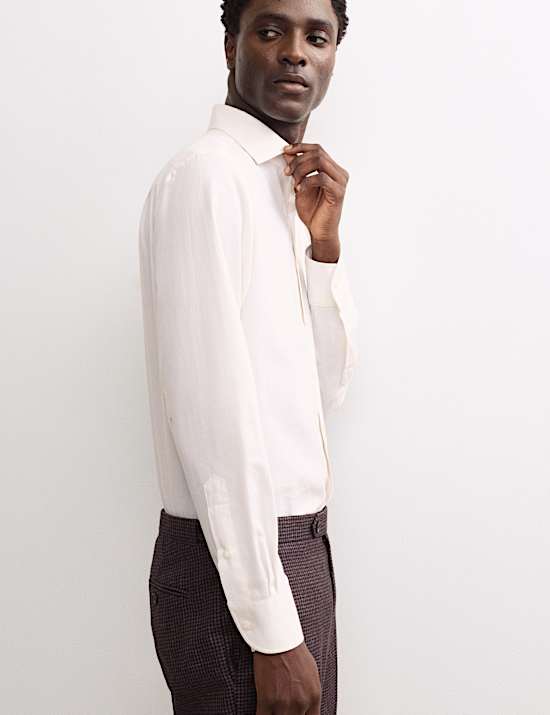 Overhemd van luxe zuiverkatoen met structuur en normale pasvorm