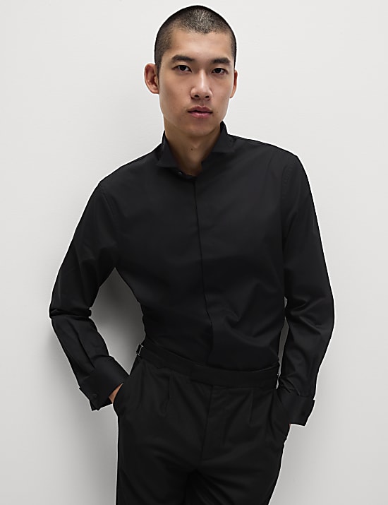 Regular Fit Cotton Blend Dress Shirt