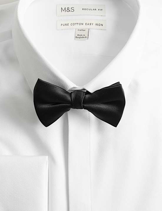 Regular Fit Cotton Dress Shirt with Bow Tie