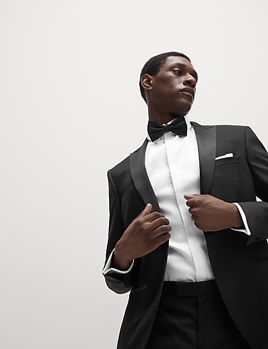 Slim Fit Cotton Dress Shirt with Bow Tie