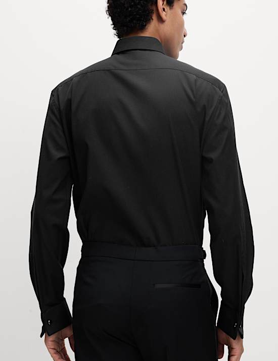 Robe chemise coupe standard en coton de qualité supérieure à poignets mousquetaires