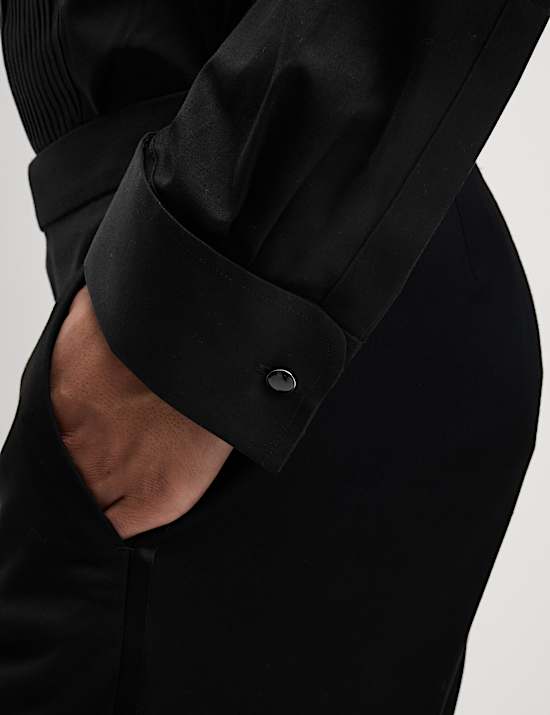 Robe chemise coupe standard en coton de qualité supérieure à poignets mousquetaires