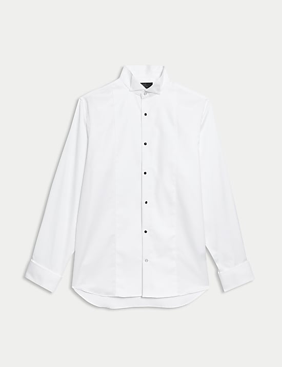 Smokingoverhemd van luxe katoen met dubbele manchet