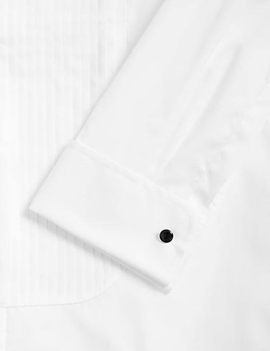 Camisa de vestir de algodón premium de corte ajustado con puño doble