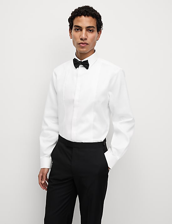 Regular Fit Cotton Dress Shirt with Bow Tie
