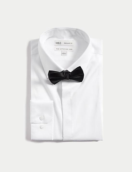 Regular Fit Cotton Dress Shirt with Bow Tie