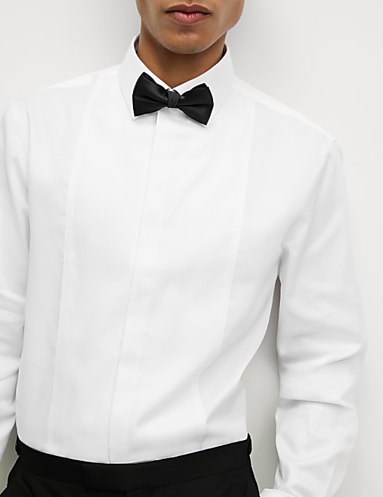 Slim Fit Cotton Dress Shirt with Bow Tie
