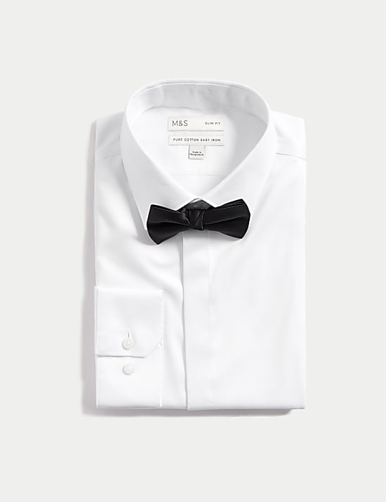 Slim Fit Cotton Dress Shirt with Bow Tie
