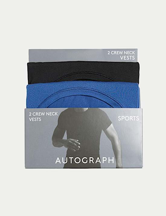 2pk Sport Crew Neck T-Shirt Vests with Stretch