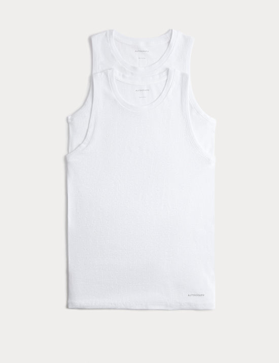 2pk Cotton Rich Ribbed Sleeveless Vests