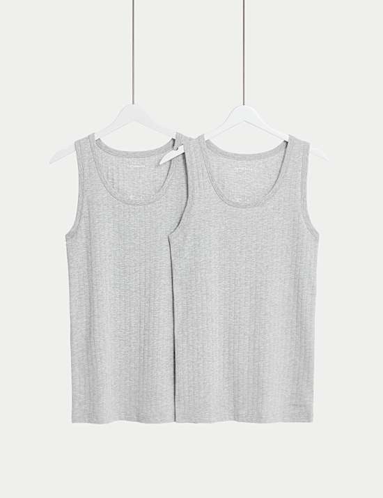 2pk Supima® Cotton Drop Needle Sleeveless Vest Box
